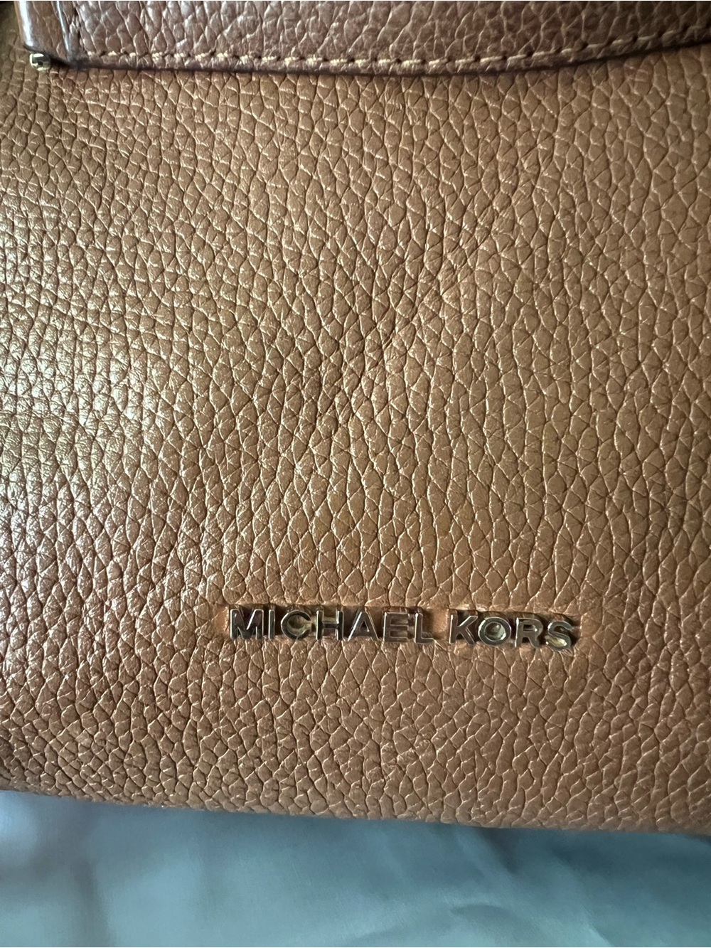 Michael Kors Cognac Pebbled Leather Crossbody Bag with Chain Straps - Picture 6 of 12